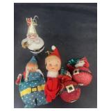 Vintage Christmas elf and Santas