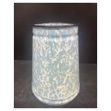 Enamel powder, blue, and white utensil holder