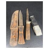 Wooden handled hunting knives