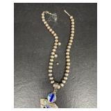Sterling silver antique necklace 14' beads come