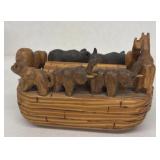 Hand carved wooden Noah's Ark