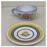 Quimper hand-painted plate, France and teacup