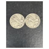 (2) silver liberty half dollars