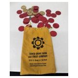Folgers advertising Coins and Tower Grove Bank bag