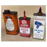 (3) Adv. Oil Cans (Schwinn Cycle Oil, Kano Kroil,