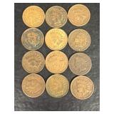(12) Indian head pennies