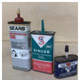 (3) Adv. Oil Cans (Sears, Singer & Keystone)