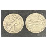 (2) silver liberty half dollars