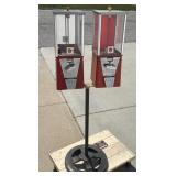 Red double gumball machine machines with keys