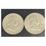 (2) Franklin silver half dollars