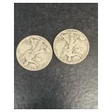 (2) silver liberty half dollars