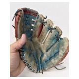 Tom Sever, red white and blue model baseball glove