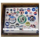 Political Buttons in Display Case (Kennedy, Humphr
