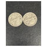(2) silver liberty half dollars