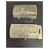 (2) US Navy belt buckles