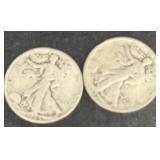 (2) liberty silver half dollars