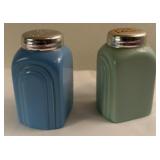 Pink and green early salt and pepper shakers