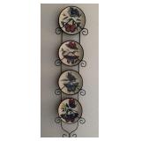 Hand painted butterfly plates with plate rack