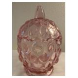 Pink glass candy jar