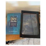 Study Bible and Webster, dictionary and Magnifier