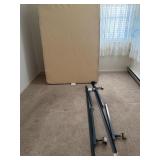 Bed frame, full size mattress, and rails