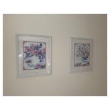 Pair of framed prints of flowers