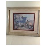 Framed print of house and flowers