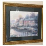 Thomas Kincaid framed print of lamplight building