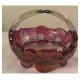 Cranberry glass candy dish