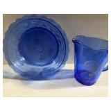 cobalt blue, Shirley Temple glass and bowl