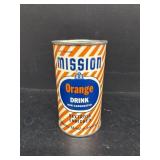 Mission Orange drink advertising Bank can