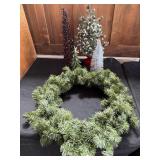 Christmas wreath and trees