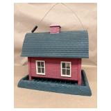 Red barn, bird feeder