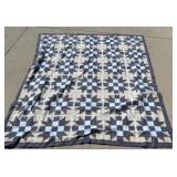 Blue white square star quilt 8