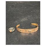 Copper bracelet and ring size 7