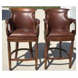 (2) Leather Bar stools