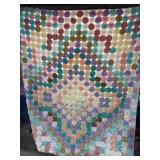 Vintage YO-YO quilt top 4' x 7', hand-tied