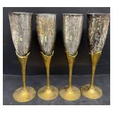 1960s brass and silver plated, champagne, flutes