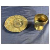 Brass ashtray and cup