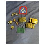 Military patch right of the line pins and belt