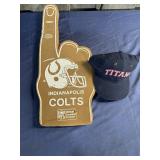 Tennessee Titans hat, and Indianapolis Colts
