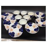 Gaudy Welsh 6pc setting teacups and saucers