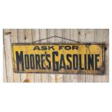 MOORE'S GASOLINE metal sign