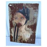 Portrait, painting on metal