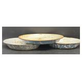 Blue white enamel pie plates