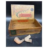 Cigar Box and clay pipes