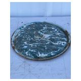 Green white enamel pan lid