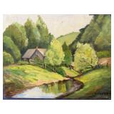FUHRMAN painting on canvas of house 18" x 14"