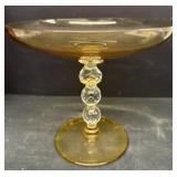 Yellow glass compote