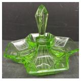 Green uranium glass divided dish